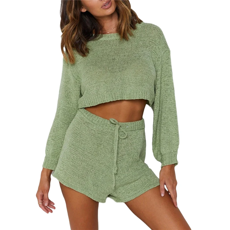 New Hot Sale Fashion Women Casual Suit, Long Sleeve + Shorts, Tight Knit Drawstring Elastic Waist Solid Color Spring Clothing
New Hot Sale Fashion Women Casual Suit, Long Sleeve + Shorts, Tight Knit Drawstring Elastic Waist Solid Color Spring Clothing