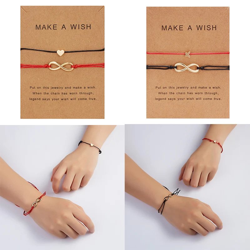 2pcs Fashion Infinite 8 Heart Couples Bracelets Set with Message Card Black Red Couple Bracelet For Women Men Best Friend Gift
2pcs Fashion Infinite 8 Heart Couples Bracelets Set with Message Card Black Red Couple Bracelet For Women Men Best Friend Gift