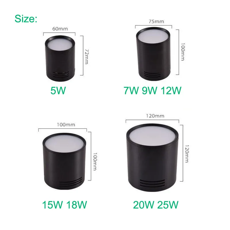 Dimmable LED downlight spotlight ceiling lamp AC220V 110V 5W 7w 9w 12w 15w 18w round ceiling light panel light indoor lighting