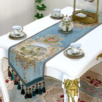 European Luxury Table Runner Scenery Jacquard Dining Table Decoration Beads Pendant Tassel Runner Table Palace Style Cloth Decor 
European Luxury Table Runner Scenery Jacquard Dining Table Decoration Beads Pendant Tassel Runner Table Palace Style Cloth Decor
