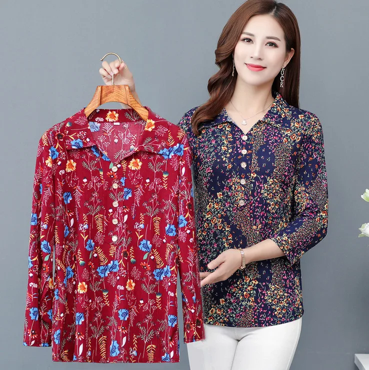 pullovers women shirts spring fall new middle age mother blouses turn-down collar plus size printed tops bottoming shirt
pullovers women shirts spring fall new middle age mother blouses turn-down collar plus size printed tops bottoming shirt