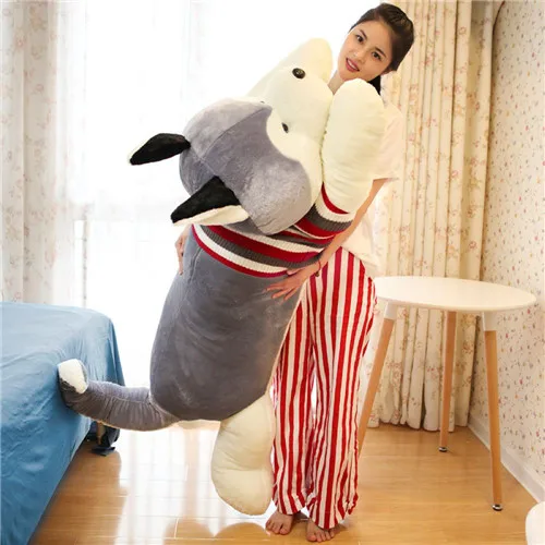 Fancytrader Jumbo Giant Plush Husky Dog Toy Stuffed Soft Animal Puppy Pillow Doll Gifts for Children 4 Sizes 3 Colors (2)