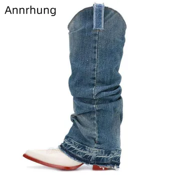 New Winter Boots Women 2020 Sewing Knight Boots Denim Patchwork Pointed Toe Cozy Slip On Botas Fashion Runway Botas De Mujer
New Winter Boots Women 2020 Sewing Knight Boots Denim Patchwork Pointed Toe Cozy Slip On Botas Fashion Runway Botas De Mujer