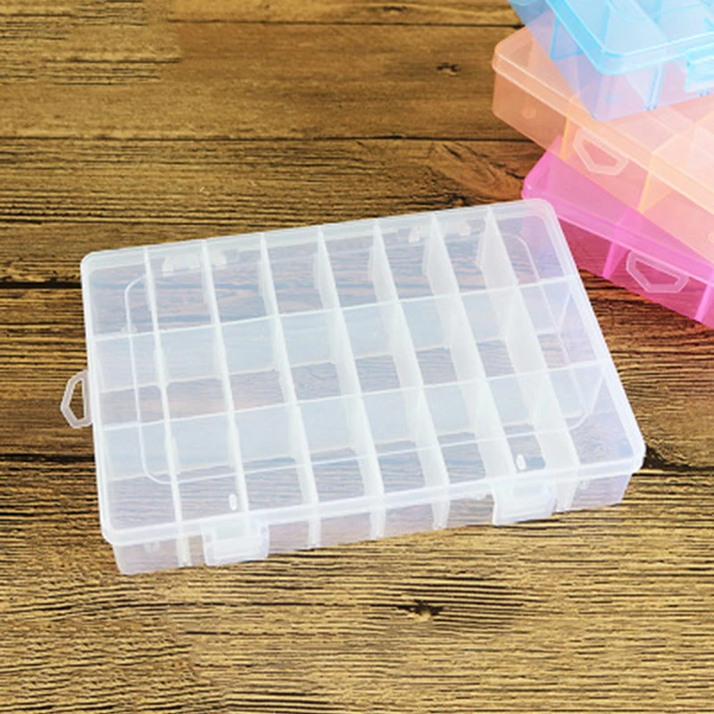 Color: blue Anncus 24 Slots Portable Rubber Band Organizer Container Rings Jewelry Storage Box Electronic Parts Screw Plastic Case