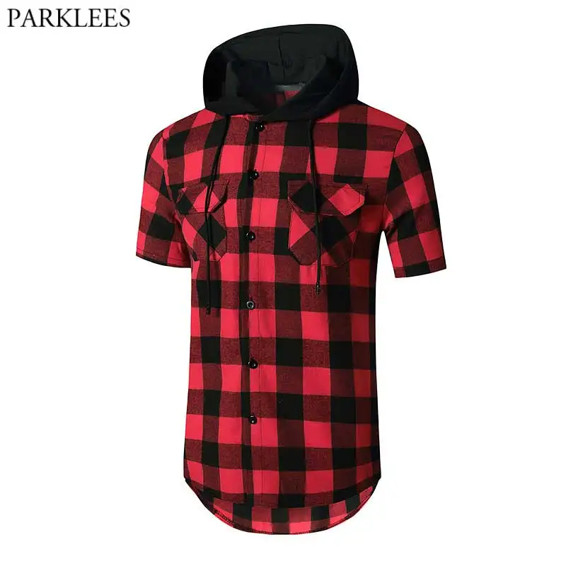 Black Red Plaid Hoodie Shirt Men Double Pocket Western Snap Casual Shirts Mens Short Sleeve Patchwork Streetwear Hoodies Shirts
Black Red Plaid Hoodie Shirt Men Double Pocket Western Snap Casual Shirts Mens Short Sleeve Patchwork Streetwear Hoodies Shirts