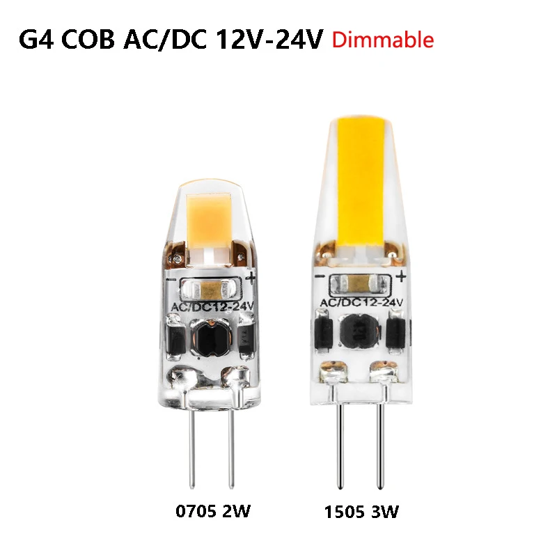 

5pcs LED G4 Dimmable Bulb 12V 24V 2w 3w G4 Bulb for Ship Boat Truck Car 1505 COB Spotlight Chandelier Replace Halogen Lamp 4000k