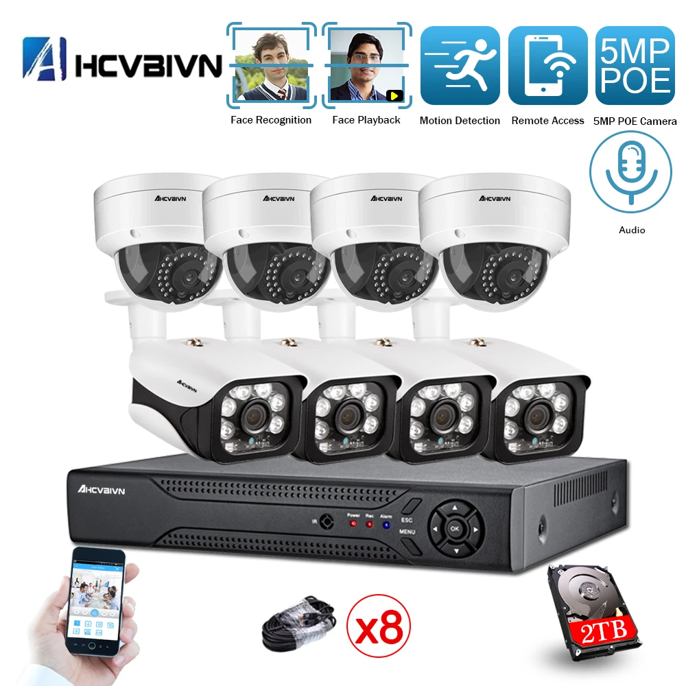 Face Detection H.265 8CH 5MP 4K HD CCTV Set Video Surveillance Kit Security Camera System Audio IP Cam P2P POE NVR Kit 2TB HDD
Face Detection H.265 8CH 5MP 4K HD CCTV Set Video Surveillance Kit Security Camera System Audio IP Cam P2P POE NVR Kit 2TB HDD