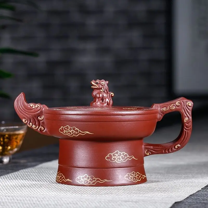 Yixing Purple Clay Pot Raw Mine Dahongpao Handmade Gold Wolong Xiangyun 270ml Teapot Tea Set Kung Fu | Дом и сад