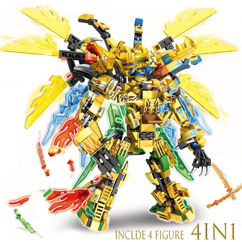 4in1 Ninja Series Golden Warrior Mech Mecha Robot Dragon Season 14 Building Blocks Classic Model Sets Bricks Kids Kits TV
4in1 Ninja Series Golden Warrior Mech Mecha Robot Dragon Season 14 Building Blocks Classic Model Sets Bricks Kids Kits TV