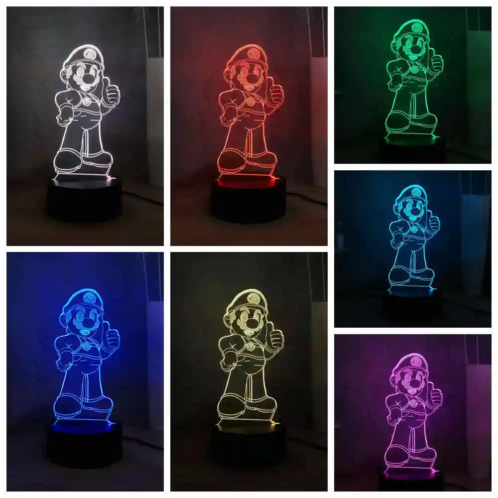 lamp mario cartoon table lamp rgb 7colorful led kids night light