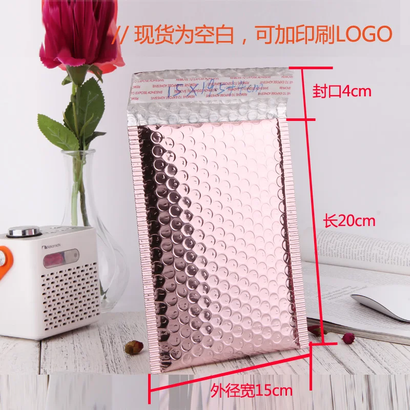 25pcs 15x13cm/15x20+4cm Rose Gold Bubble Bag Extra-thick Poly Padded Bubble Envelope Multifunctional Mailer for gift package
25pcs 15x13cm/15x20+4cm Rose Gold Bubble Bag Extra-thick Poly Padded Bubble Envelope Multifunctional Mailer for gift package