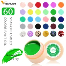Venalisa UV Gel nuevo 2019 diseño de Consejos de uñas manicura 60 colores UV LED remojo de pintura de Gel DIY tinta UV Gel pulido de uñas laca(China)