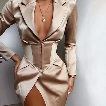 Elegant Womens blazers Office Lady 2020 spring new fashion female clothing Long coat pink sexy jacket V-Neck Long sleeve silk 
Elegant Womens blazers Office Lady 2020 spring new fashion female clothing Long coat pink sexy jacket V-Neck Long sleeve silk