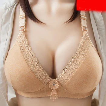 

Women Push Up Bra For Small Breast Gathered Thin Underwear Wire free Adjusted Strap Unpadded Full Coverage Lace Plain Bra Hot