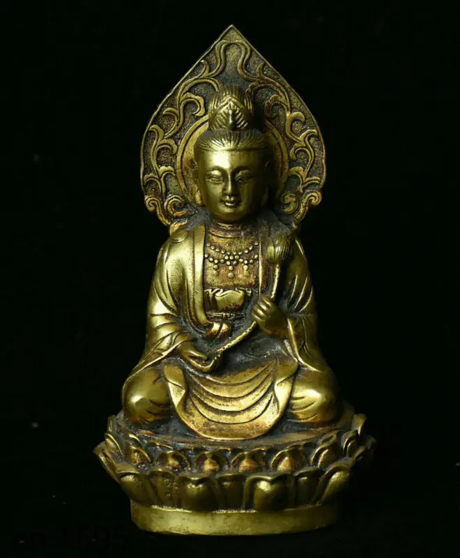 

Chinese Bronze Buddhism Temple lotus Kwan-Yin Guanyin Bodhisattva Buddha Statue