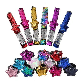 12pcs Mermaid Slap Bracelet Star Two-Color Reversible Sequin Bracelet Magic Flip Wristband Bracelet Party Favors for Boys Girls
12pcs Mermaid Slap Bracelet Star Two-Color Reversible Sequin Bracelet Magic Flip Wristband Bracelet Party Favors for Boys Girls