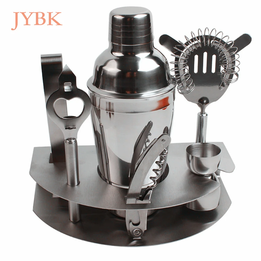 7 pcs/set stainless steel Bar Tools shaker set strainer ice tong jigger bar set bartender set kits With Wine Rack Stand
7 pcs/set stainless steel Bar Tools shaker set strainer ice tong jigger bar set bartender set kits With Wine Rack Stand
