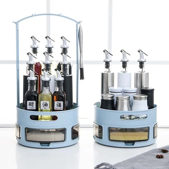 2 Tiers Rotatable Spice Rack Non-Slip Spinning Storage Pantry Countertop Shelf Vanity Table Bathroom Display Stand Condiment Cab