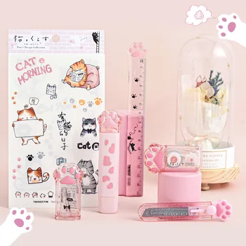 Kawaii Cat Claw Learning Set Learning Stationery Ruler Utility Knife Pencil Sharpener Point Glue Correction Tape bangtan boys
Kawaii Cat Claw Learning Set Learning Stationery Ruler Utility Knife Pencil Sharpener Point Glue Correction Tape bangtan boys