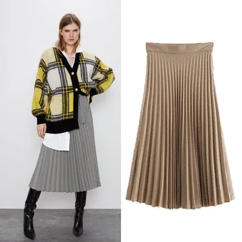 2020 Spring Autumn new Loose Plaid High Waist Pleated zaraing women 2020 sheining vadiming zanzeaing zafuler women female Skirt 
2020 Spring Autumn new Loose Plaid High Waist Pleated zaraing women 2020 sheining vadiming zanzeaing zafuler women female Skirt