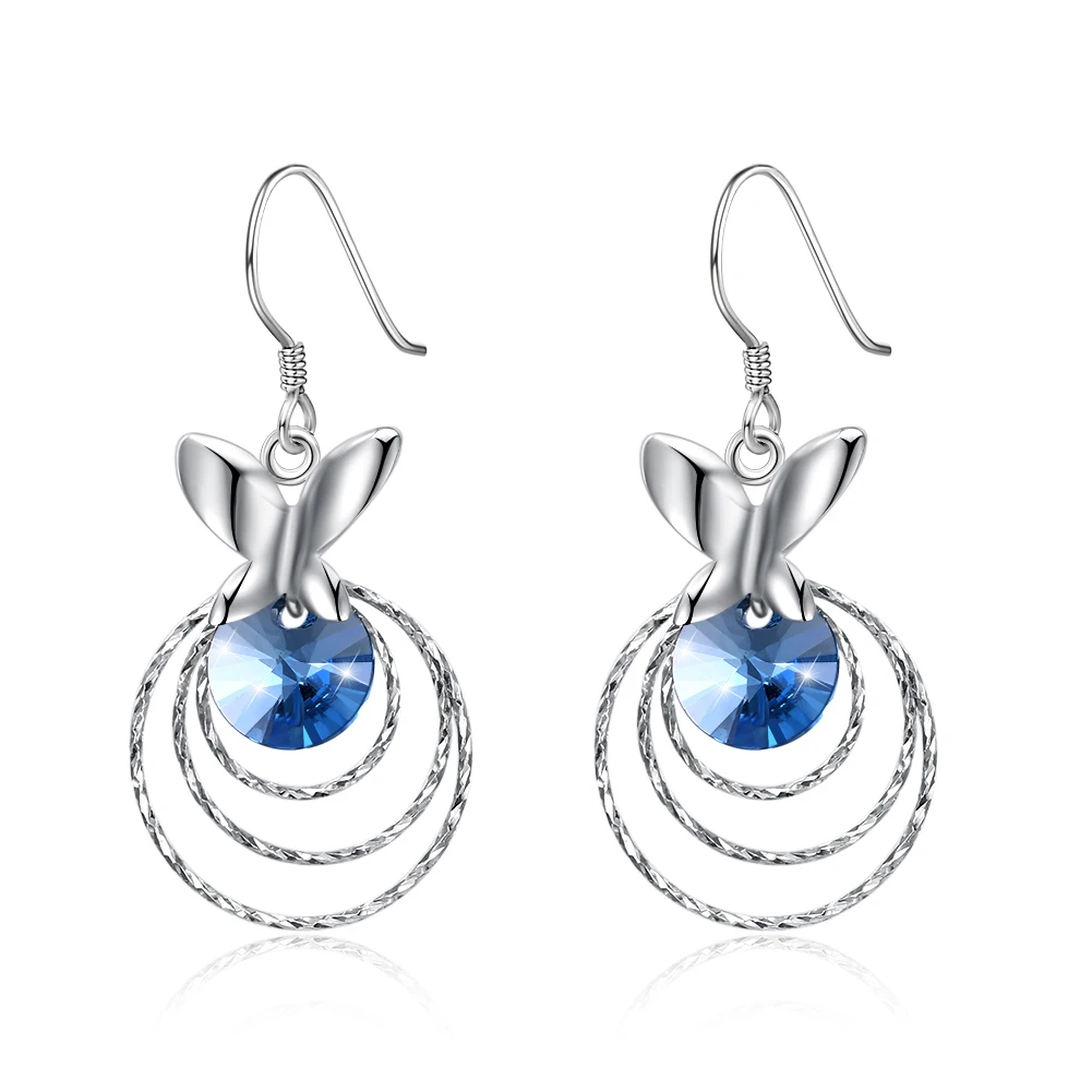 LEKANI 2020 Crystals From Swarovski Drop Earrings With 925 Sterling Silver Butterfly Circles for Women Fine Jewelry
LEKANI 2020 Crystals From Swarovski Drop Earrings With 925 Sterling Silver Butterfly Circles for Women Fine Jewelry
