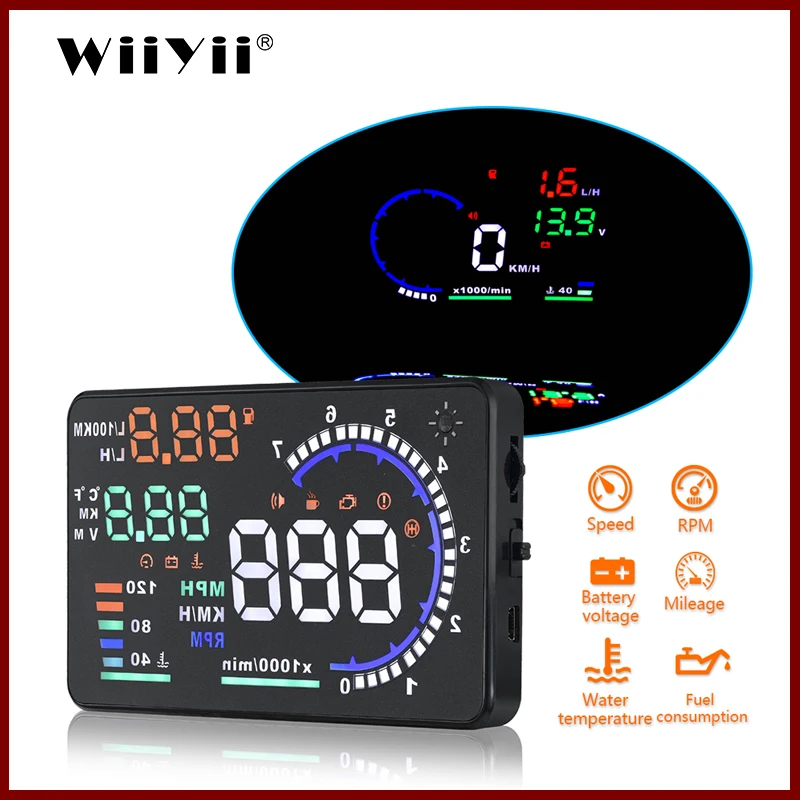 GEYIREN A8 5.5" Car HUD Head Up Display Windscreen Projector Vehicle Fuel Consumption Overspeed Alarm DC9-16V For Safe Driving
GEYIREN A8 5.5" Car HUD Head Up Display Windscreen Projector Vehicle Fuel Consumption Overspeed Alarm DC9-16V For Safe Driving