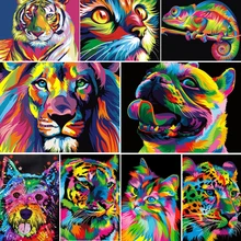 

DIY Oil Painting By Numbers Animals Cat Lion Dog For Adults Kids Color Art Picture Kit On Canvas Draw Acrylic Paint Gift Decor