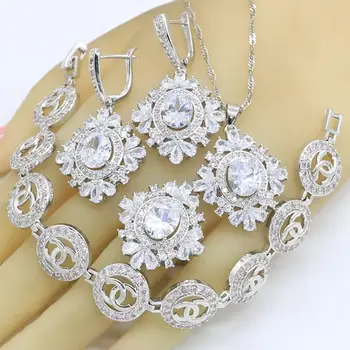 Charming Silver Color Jewelry Sets for Women Bridal Party White Zircon Necklace Pendant Earrings Ring Bracelet Gift Box
Charming Silver Color Jewelry Sets for Women Bridal Party White Zircon Necklace Pendant Earrings Ring Bracelet Gift Box