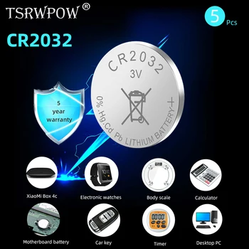 TSRPOW 5Pcs/Lot 100% Original CR2032/2032 Batteries 3V Lithium Cell Coin Battery for Watch/Computer/Toy/Sonoff Remote Controller
TSRPOW 5Pcs/Lot 100% Original CR2032/2032 Batteries 3V Lithium Cell Coin Battery for Watch/Computer/Toy/Sonoff Remote Controller