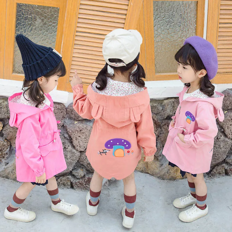 Тренч для маленьких девочек детская ветровка с капюшоном милая куртка