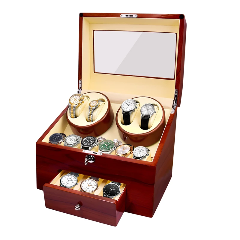 JQUEEN Automatic Applewood Watch Winder Display Box 4+9 Storages White Velvet Interior
JQUEEN Automatic Applewood Watch Winder Display Box 4+9 Storages White Velvet Interior