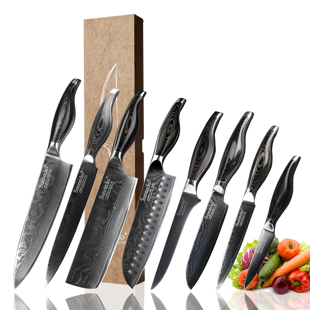 SUNNECKO Damascus Chef Knife Japanese VG10 Steel Blade Santoku Slicing Utility Paring Boning Kitchen Knives Pakka Wood Handle
SUNNECKO Damascus Chef Knife Japanese VG10 Steel Blade Santoku Slicing Utility Paring Boning Kitchen Knives Pakka Wood Handle