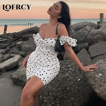 Lofrcy Sweet Polka Dot Summer Dress Women V-neck Ruffles Strap Ruched Bodycon Dress Elegant Boho Beach Casual Party Mini Dress
Lofrcy Sweet Polka Dot Summer Dress Women V-neck Ruffles Strap Ruched Bodycon Dress Elegant Boho Beach Casual Party Mini Dress