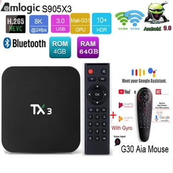 

tanix TX3 Amlogic S905X3 Android 9.0 TV BOX Quad Core 2.4G/5GHz Wifi BT H.265 8K Media Player optional g10/g30/mx3 air mouse