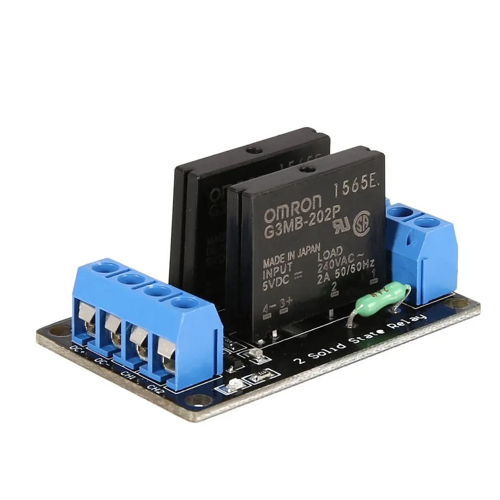 2 Channel Solid State Relay Module Board High Level Trigger SSR Input 5V DC Output 240V AC 2A Fuse for Arduino PLC Controller
2 Channel Solid State Relay Module Board High Level Trigger SSR Input 5V DC Output 240V AC 2A Fuse for Arduino PLC Controller