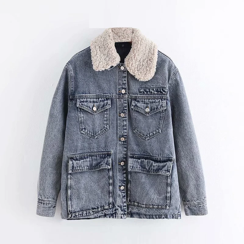 Women Autumn Winter Fashion Denim Jacket Coat 2019 Loose Pockets Long Sleeve Turn Down Collar Coat Cotton Padded Lining Jackets
Women Autumn Winter Fashion Denim Jacket Coat 2019 Loose Pockets Long Sleeve Turn Down Collar Coat Cotton Padded Lining Jackets