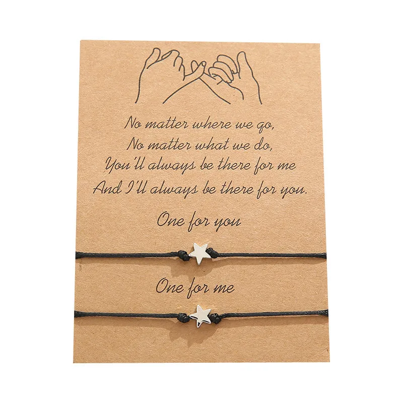 Couple's Bracelet Simple Five-Pointed Star Wax Line Woven Card Bracelet Hand Line 2-Piece Set
Couple's Bracelet Simple Five-Pointed Star Wax Line Woven Card Bracelet Hand Line 2-Piece Set