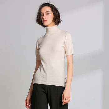 Spring 2020 new women's high lapel wool knitted T-shirt solid color wild short sleeve pullover summer short bottoming shirt
Spring 2020 new women's high lapel wool knitted T-shirt solid color wild short sleeve pullover summer short bottoming shirt