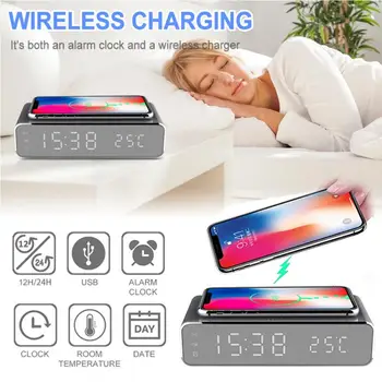 HD LED Luminous Digital Alarm Clock With Thermometer Desktop Electric clock Electric Led Alarm Clock With Phone Wireless Charger
HD LED Luminous Digital Alarm Clock With Thermometer Desktop Electric clock Electric Led Alarm Clock With Phone Wireless Charger