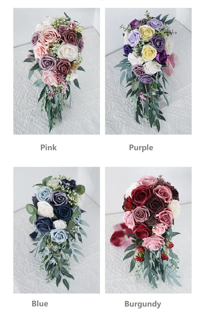 Generic Waterfall Artificial Natural Rose Wedding Flowers Bridal