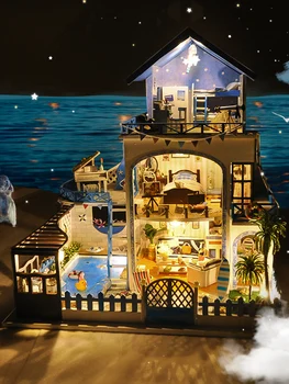 DIY Wooden Handmade Cottage Villa Aegean Handmade Small House Model Assembled Building
DIY Wooden Handmade Cottage Villa Aegean Handmade Small House Model Assembled Building