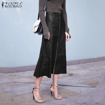 Fashion ZANZEA Women High Waist Skirt Casual Elegant A-line PU Leather Skirts Ladies Work OL Solid Vestido Zipper Jupe Skirt
Fashion ZANZEA Women High Waist Skirt Casual Elegant A-line PU Leather Skirts Ladies Work OL Solid Vestido Zipper Jupe Skirt