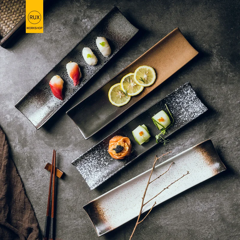 RUX WORKSHOP Japanese sushi plate ceramic creative rectangular dish snacks snack plate personality retro tableware set plate
RUX WORKSHOP Japanese sushi plate ceramic creative rectangular dish snacks snack plate personality retro tableware set plate