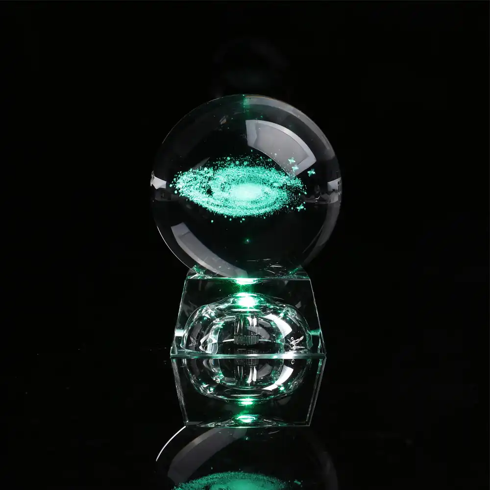 crystal ball craft sphere with luminous base laser engraved home