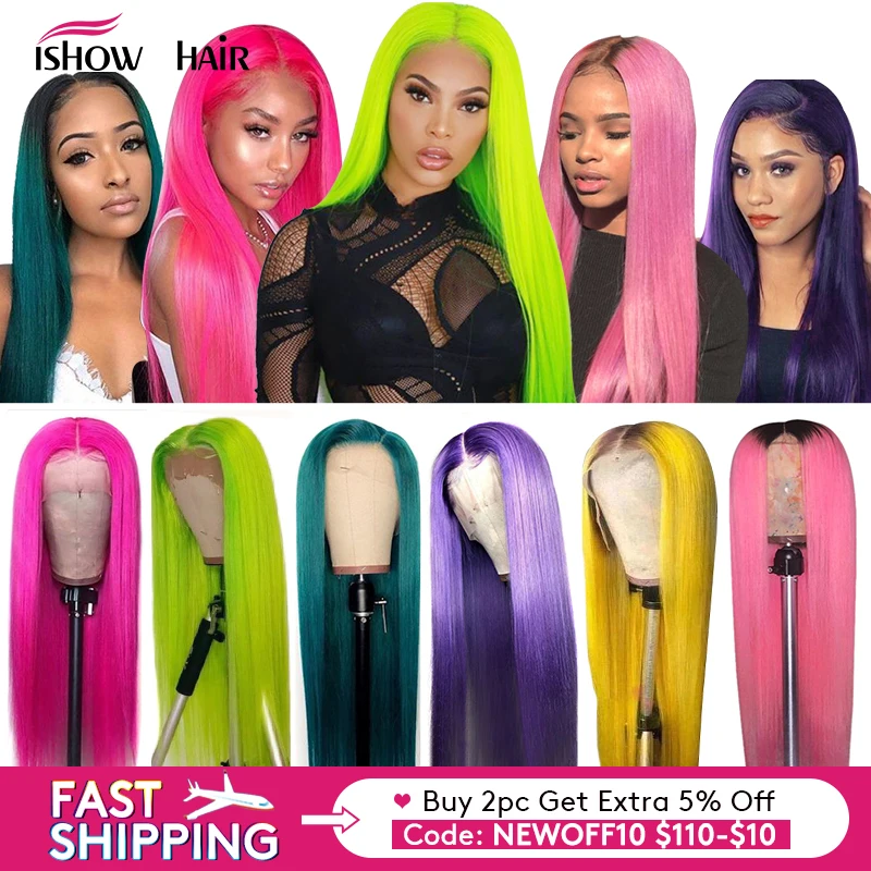 Ishow Hair Brazilian Straight Yellow Lace Front Wig 150% Density Green Remy Human Hair Wig Pink Red Light Blue Purple Ombre Wigs
Ishow Hair Brazilian Straight Yellow Lace Front Wig 150% Density Green Remy Human Hair Wig Pink Red Light Blue Purple Ombre Wigs