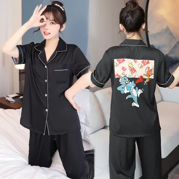 2020 New Style Pajamas Women Summer Viscose Fiber Thin Short-Sleeved Trousers Two-Piece Net Red Hipster Fashion Leisure Tops 
2020 New Style Pajamas Women Summer Viscose Fiber Thin Short-Sleeved Trousers Two-Piece Net Red Hipster Fashion Leisure Tops