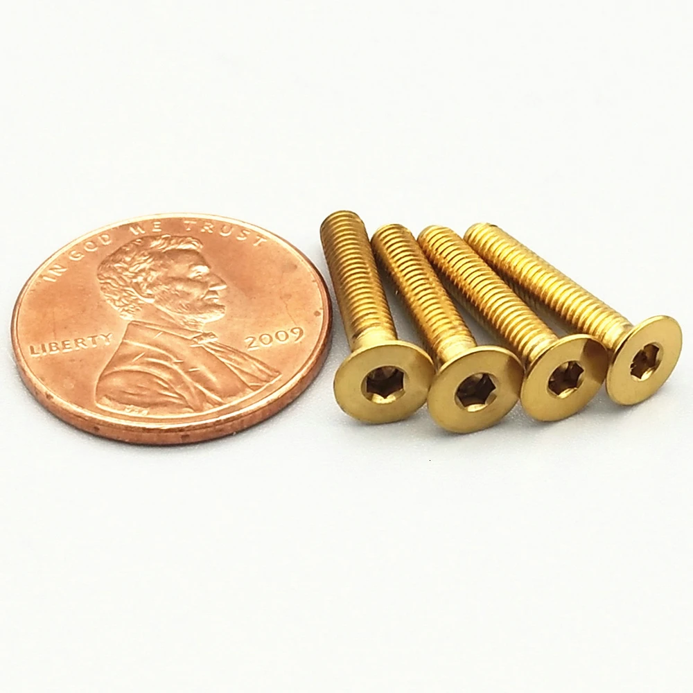 Titanium alloy screw M3X15mm Countersunk head hexagonal cylinder head model screw Gold color (3)