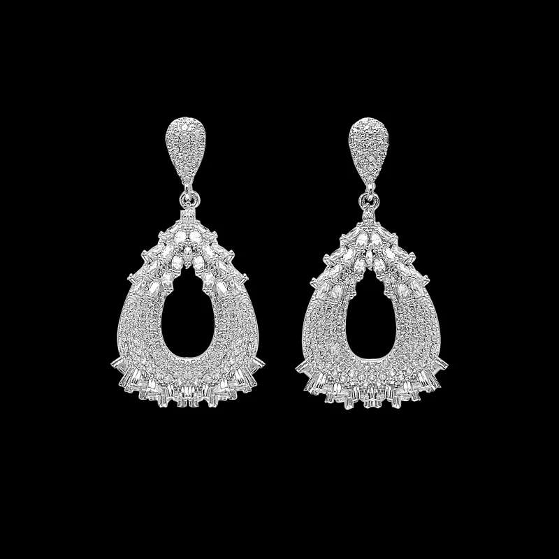 

Lanyika Fashion Jewelry Gorgeous Drop Shape Ear Drop Earrings Zircon Micro Plated Wedding Banquet Party Best Gift