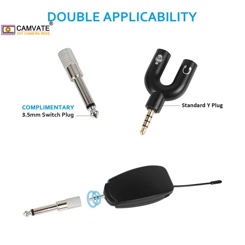 Generic CAMVATE UHF Wireless Microphone Headset Lapel Lavalier Mic