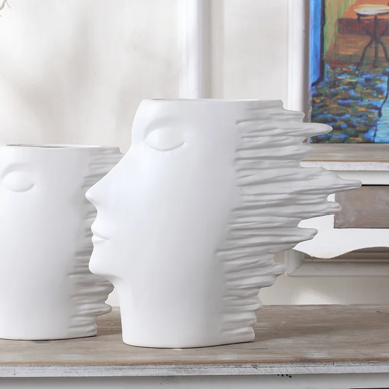 Скандинавская фарфоровая ваза с изображением лица для комнаты кабинета прихожей